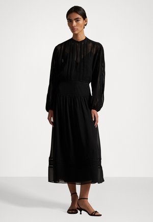 LACE-TRIM GEORGETTE DRESS - Kasdienė suknelė - black