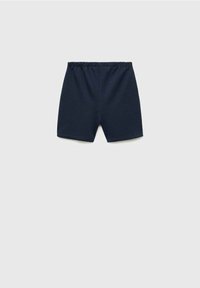 Mörkblå bomullsshorts med elastisk midja, med en enkel design och mjuk textur, lämpliga för vardagsbruk.