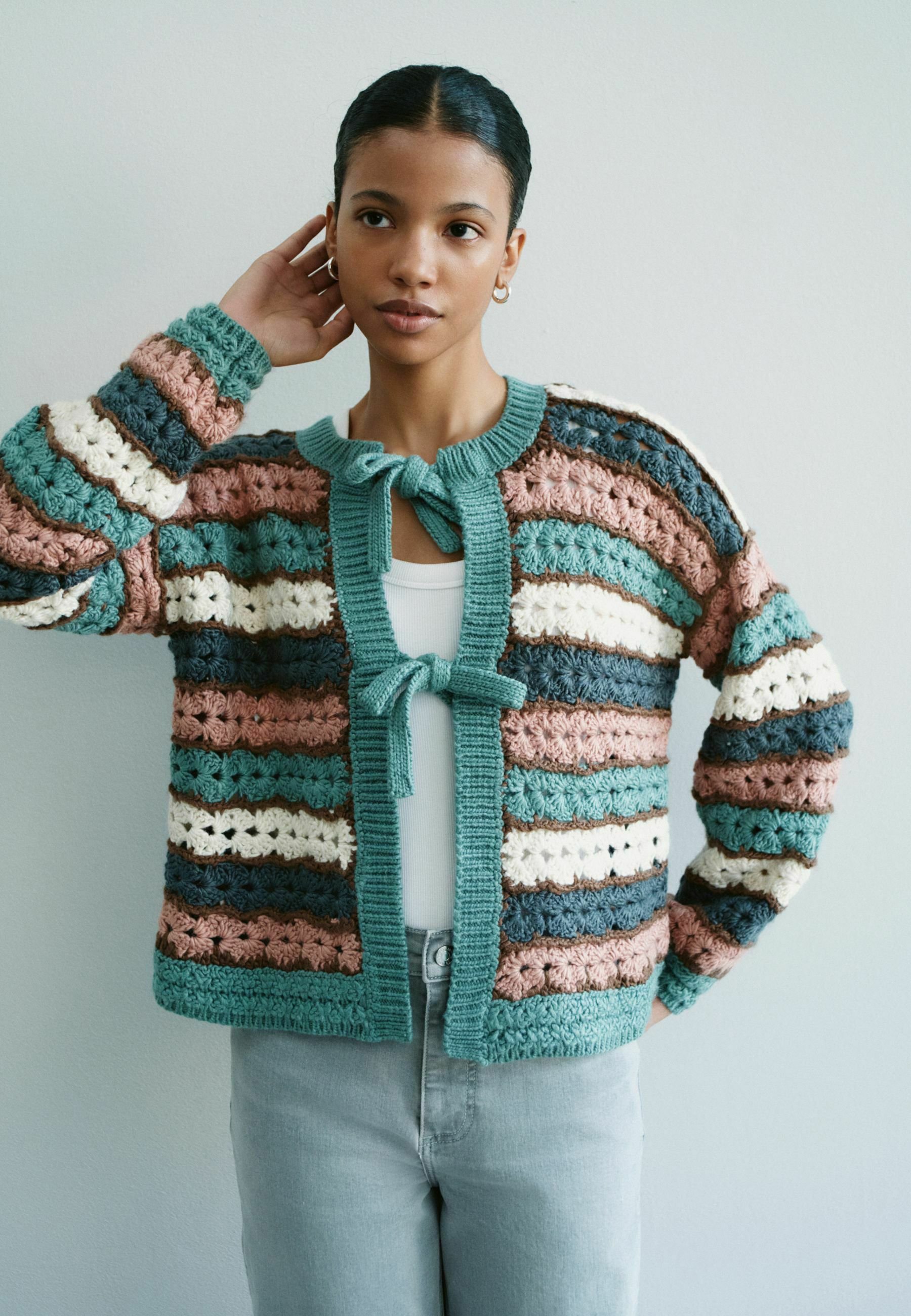 Next HAND TIE FRONT - Cardigan - blue pink multi/blue - Zalando