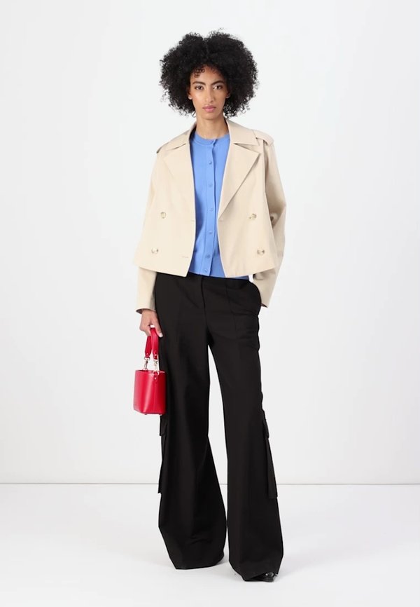 CROP TRENCH - Trenchcoat - open beige2