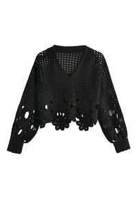 Next LONG SLEEVE SCALLOPED DETAIL PETITE - Striktrøje - black