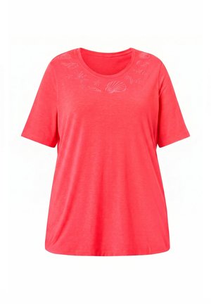 Ulla Popken, T-SHIRT, STICKEREI, A-LINIE, RUNDHALS, HALBARM - T-shirts print - neon pink