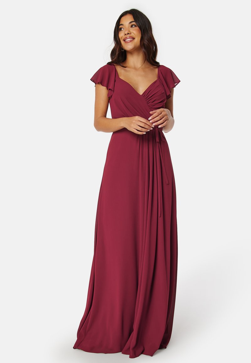 Bubbleroom BUTTERFLY SLEEVE DRAPED CHIFFON GOWN - Maxi-jurk - bordeaux