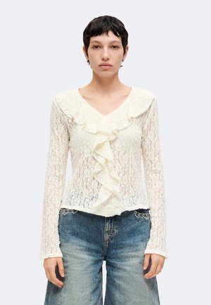 Vero Moda, VMFLORA FRILL - T-shirt à manches longues - snow white