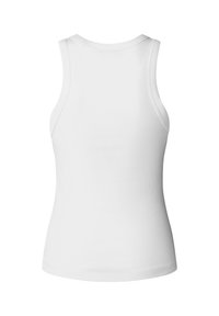 Witte mouwloze tanktop van geribd katoen, met een ronde halslijn en een nauwsluitende pasvorm zonder zichtbare logo's of patronen.