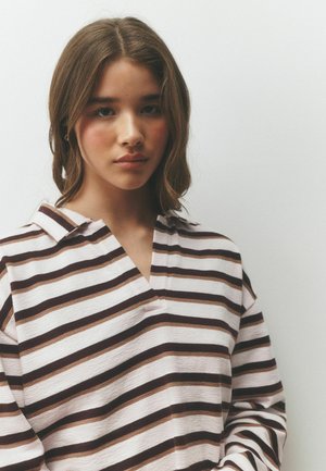 Next, REGULAR FIT - RUGBY COLLAR LOUNGEWEAR SET - Nachtwäsche Set - pink   chocolate brown stripe