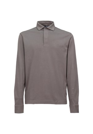 Longsleeve polo w jasnoszarym kolorze, wykonany z miękkiej bawełny, z klasycznym kołnierzykiem i zapięciem na dwa guziki, z haftowanym logo na piersi.