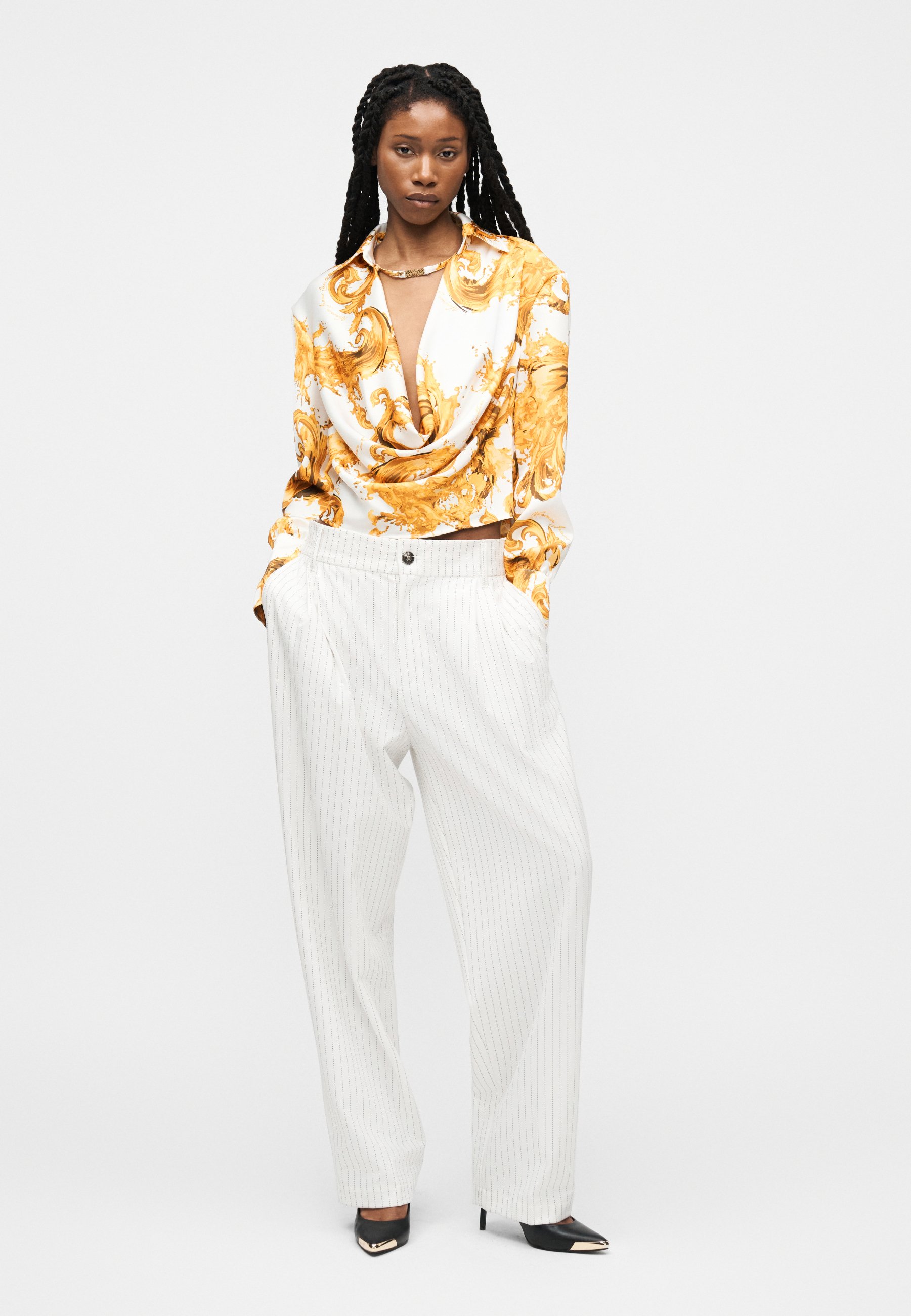 Versace Jeans Couture PLACHET - Blouse - white/gold-coloured/white