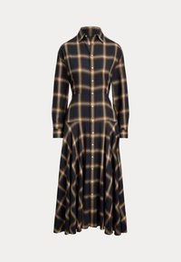 PLAID TWILL PANELED SHIRTDRESS - Tričkové šaty - navy/brown
