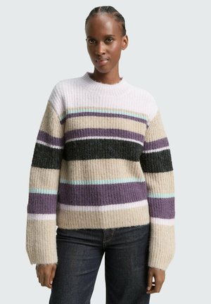 Strickpullover - beige/lilac multicolor stripe