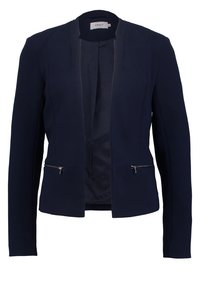 Námořnický blejzr s dlouhými rukávy, strukturovaný design, texturovaná tkanina a dvě přední kapsy na zip. Bez zapínání vepředu.
