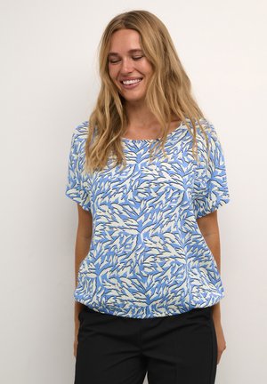 Kaffe KAJETTA - Blouse - blue white graphic animal