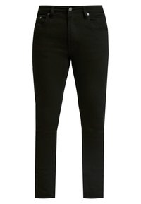 Svarta denimjeans med slim fit, som har en klassisk femfickorsdesign, metallknappstängning och subtila sömnadsdetaljer.