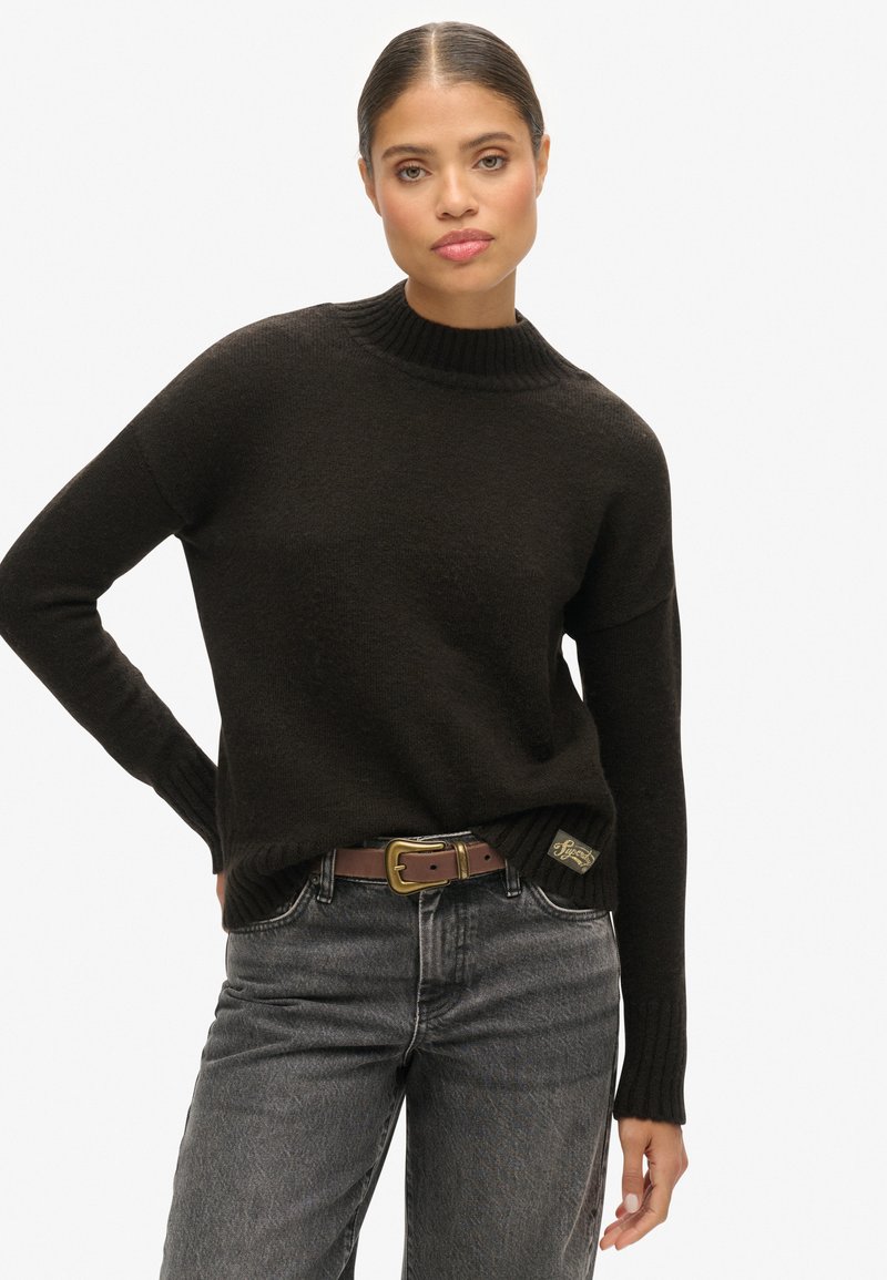 Superdry & Co ESSENTIAL MOCK NECK - Pullover - bitter chocolate brown