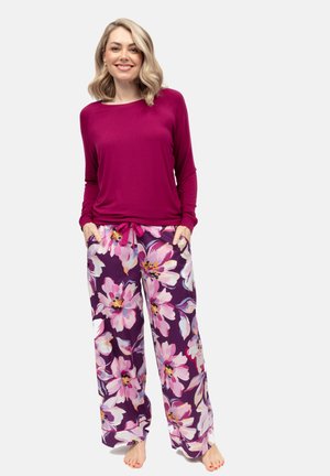HAZEL FLORAL PRINT WIDE LEG - Pyjama bottoms - dunkellila