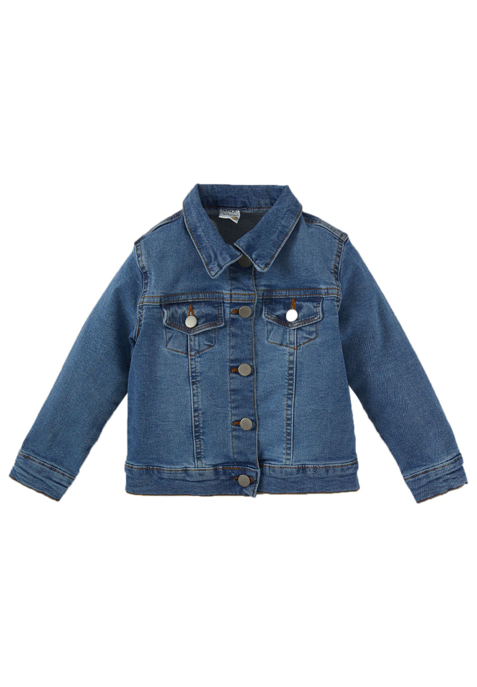 Veste En Jean Chico's Taille M (1) - Délaver Foncé Platine, Col Mandarin, Fermeture Pression