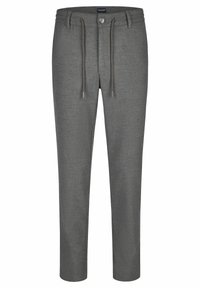 Grijze joggerbroeken van gestructureerde stof, met een elastische tailleband, koordsluiting en een relaxte pasvorm voor comfortabel dragen.