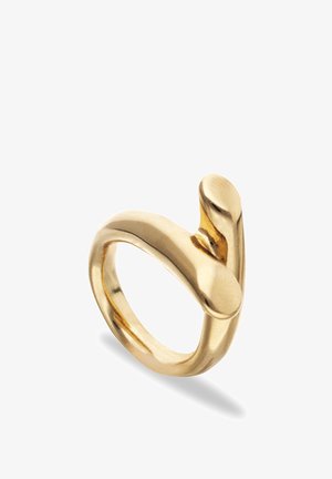 Bague ouverte en or avec des extrémités lisses et arrondies et une finition polie et brillante.