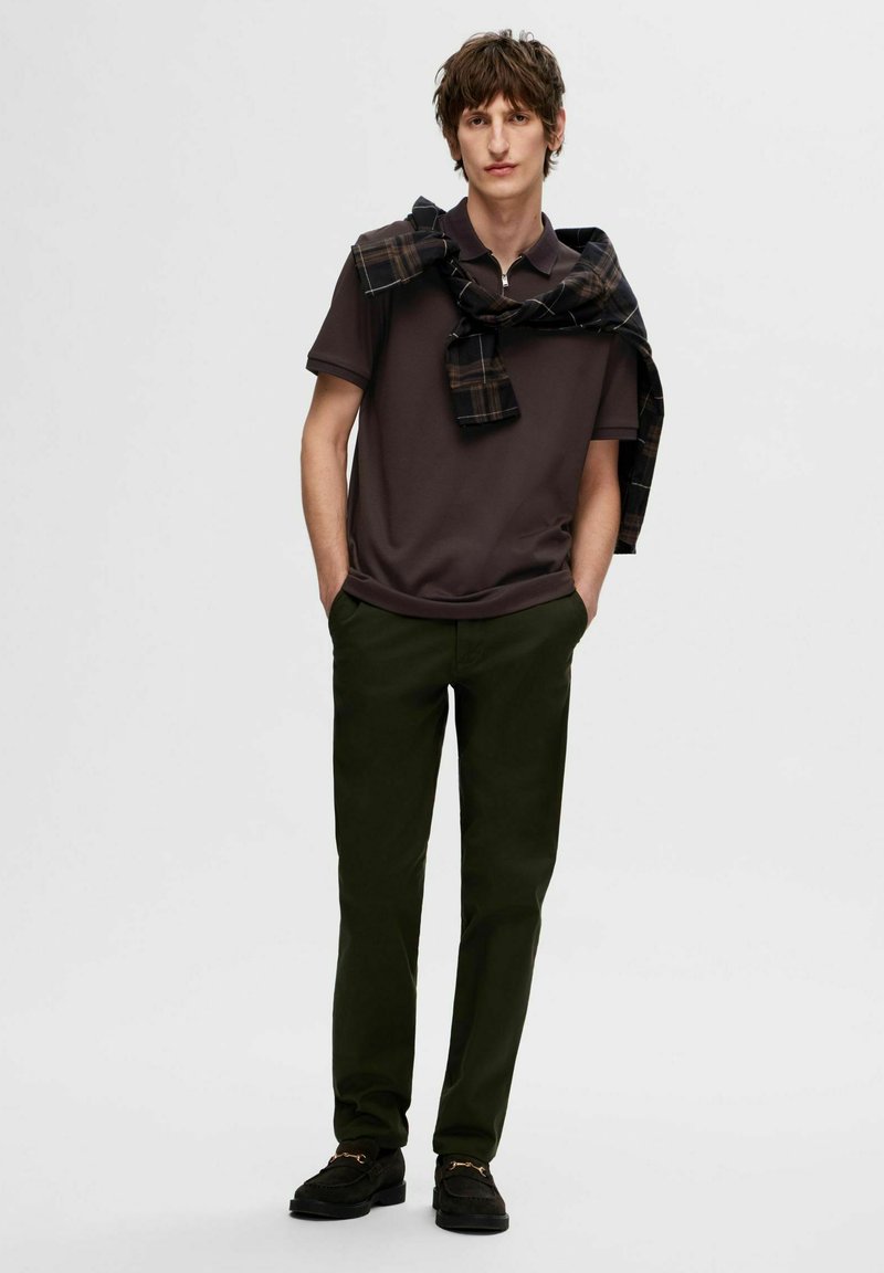 Selected Homme Poloshirt donkerbruin
