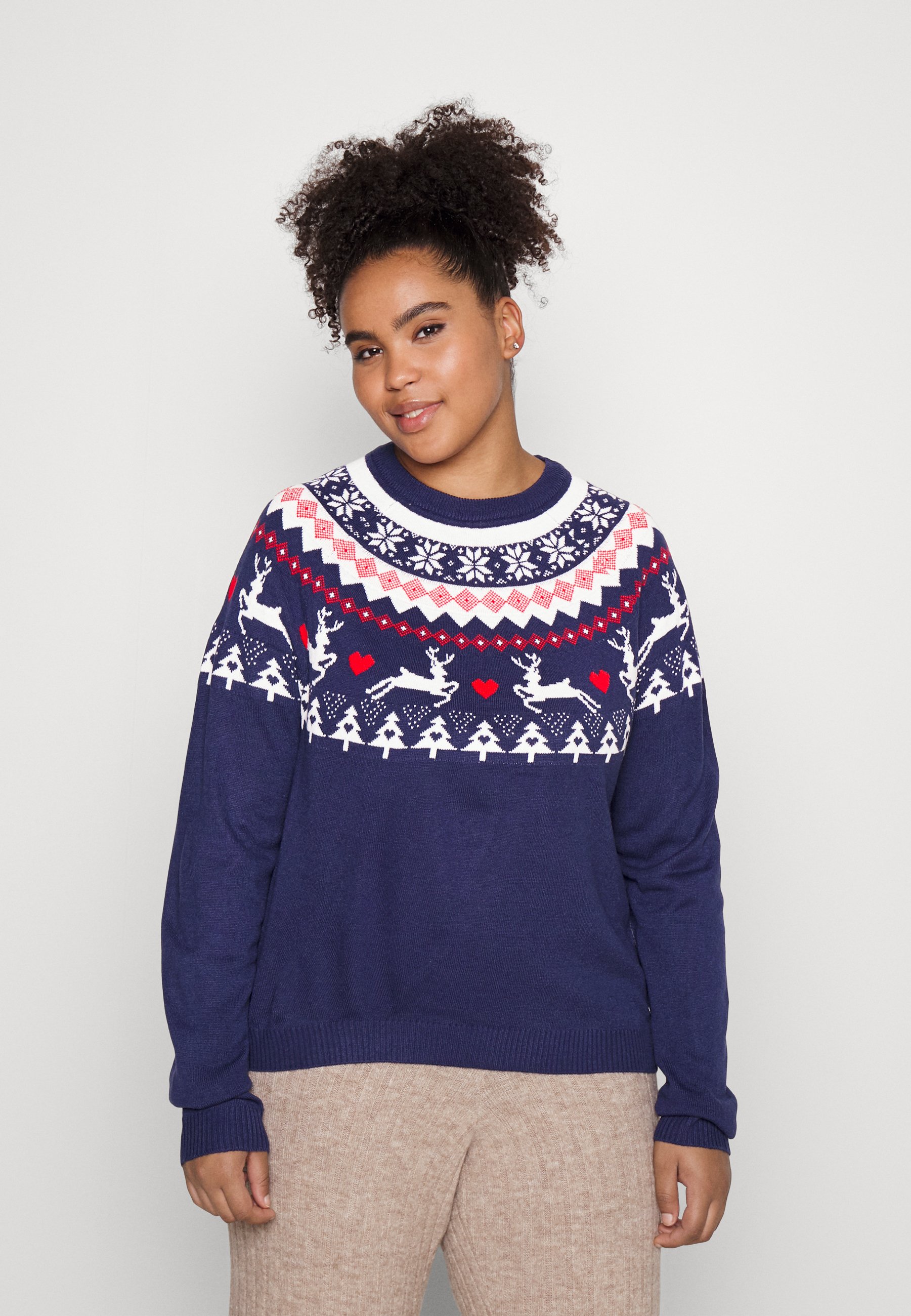 ONLY Carmakoma CARSNOW XMAS - Trui - night sky/donkerblauw - Zalando.nl