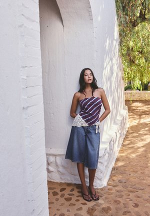 Next, REGULAR FIT - BANDEAU BOOBTUBE SCARF TOP  . - Top - purple stripe
