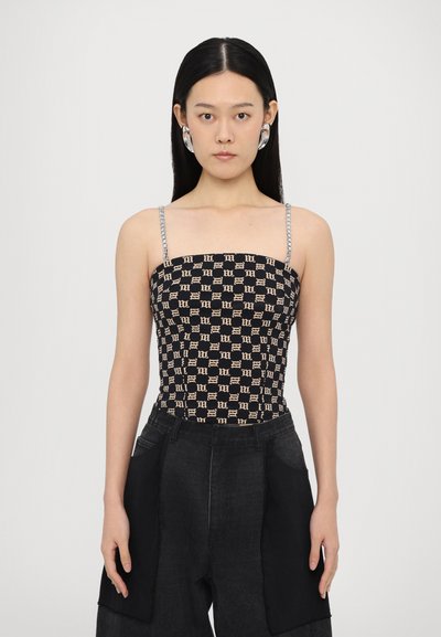 MISBHV MONOGRAM SPAGHETTI - Débardeur - black/beige