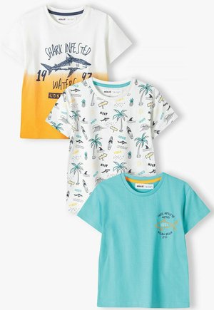 3 PACK SHORT SLEEVE - Basic T-shirt - white teal orange