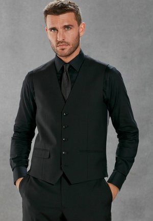 Next SIGNATURE SLIM FIT BRITISH FABRIC HERRINGBONE SUIT: WAISTCOAT - Veste sans manches - black