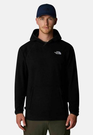 Felpa nera con cappuccio, dotata di tasca a marsupio e logo The North Face bianco sul petto, realizzata in un morbido tessuto testurizzato.