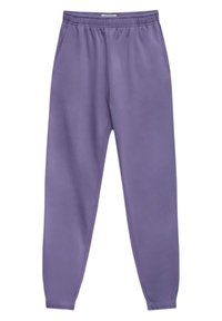 Lilla sweatpants med elastisk talje, sidelommer og tætsiddende manchetter. Fremstillet af blødt stof med en glat tekstur.