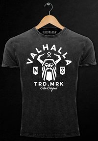 Neverless Maglietta Uomo Valhalla Odin Rune Vichingo - Nero, Taglia XXXXL, Slim Fit Fino A XXL, Comfort Fit Dalla 3XL - 3