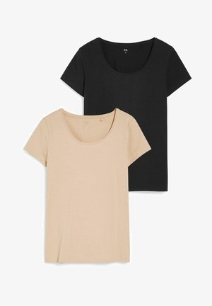2 PACK - T-shirt basic - black beige