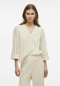 VILA MIT 3/4-ÄRMELN V-AUSSCHNITT - Camicetta - birch