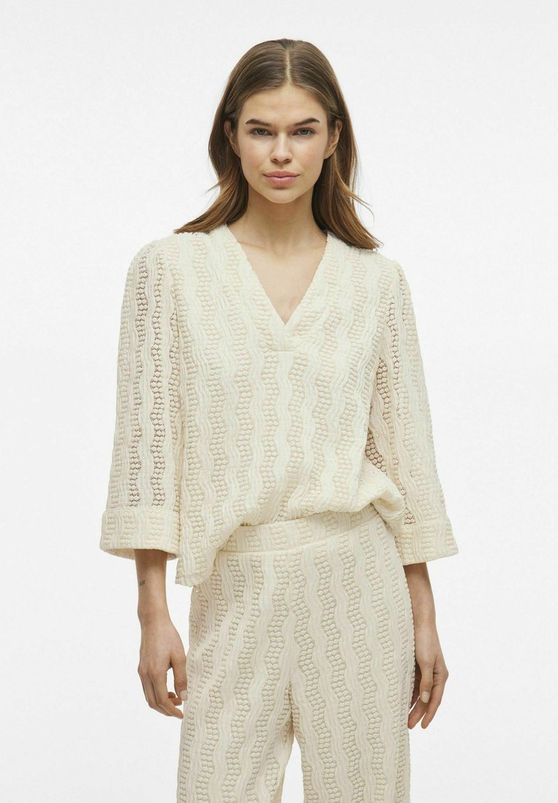 VILA MIT 3/4-ÄRMELN V-AUSSCHNITT - Camicetta - birch