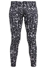 Mustat ja valkoiset kuviolliset legginsit, joissa on istuva malli, sileä pinta ja korkea vyötärö, sopivat täydellisesti aktiiviseen pukeutumiseen.