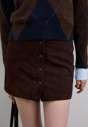 Falda de cuero - dark brown