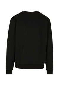 Zwarte sweatshirt met een ronde halslijn, lange mouwen en ribgebreide manchetten. Glad textuur met minimale details, met een ontspannen pasvorm.