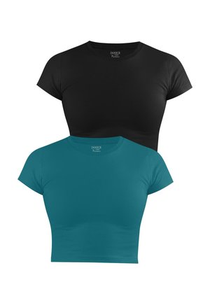 2 PACK  - T-Shirt basic - petrol schwarz