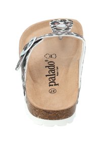 Sandal in sughero bianco con cinturini a stampa leopardata, soletta strutturata e dettaglio a fibbia regolabile. Suola leggera per il massimo comfort.