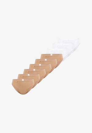 Packung Unterwäsche in Beige und Weiß. Mit schlichtem Design, elastischem Bund und weichem Stoff. Enthält fünf beige und fünf weiße Paare.