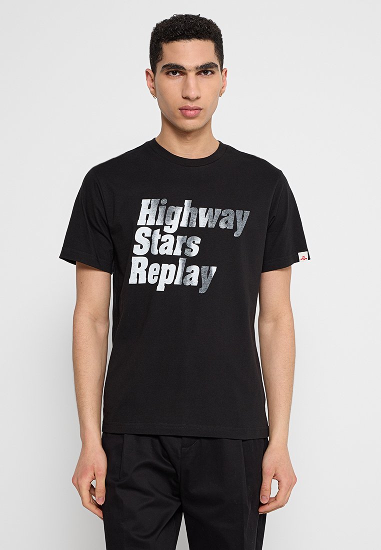 Replay T-shirt print zwart