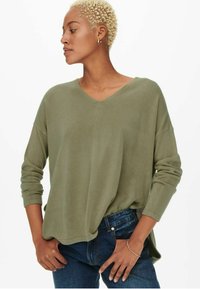 ONLY ONLAMALIA L/S V-NECK - Pulóver - mermaid