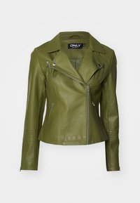 ONLGEMMA BIKER  - Faux leather jacket - winter moss