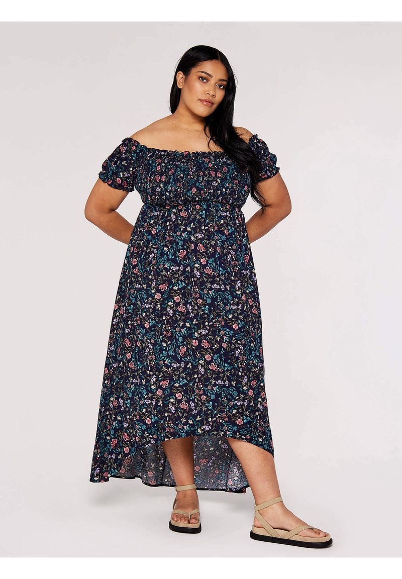 Apricot CURVE FLORAL BARDOT Maxi dress navy/dark blue Zalando.de
