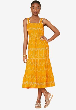 PALM BRODERIE TIERED  HOLIDAY  REGULAR FIT - Nappali ruha - yellow