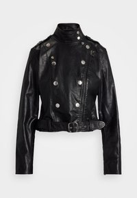 STUDDED LEATHER JACKET - Veste en cuir - black