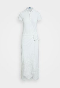 EYELET PIQUÉ WRAP POLO DRESS - Trikotāžas kleita - white