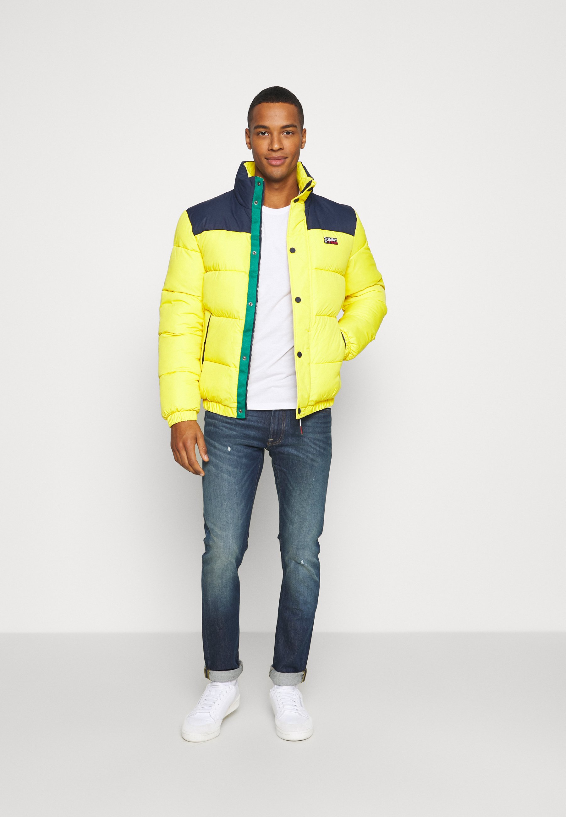 tommy jeans yellow padded popover jacket