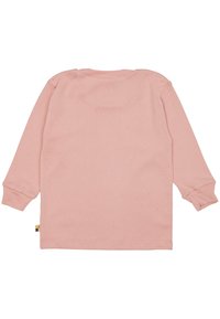 Langsleeve shirt van zacht roze stof, met een ronde halslijn en ribbelmanchetten. Effen achterkant met een klein multikleurig label aan de zoom.