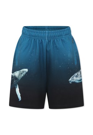 Pantaloni da nuoto realizzati in tessuto ad asciugatura rapida, con una gradazione dal blu al nero e grafiche di balene, dotati di un cinturino elastico per il massimo comfort.